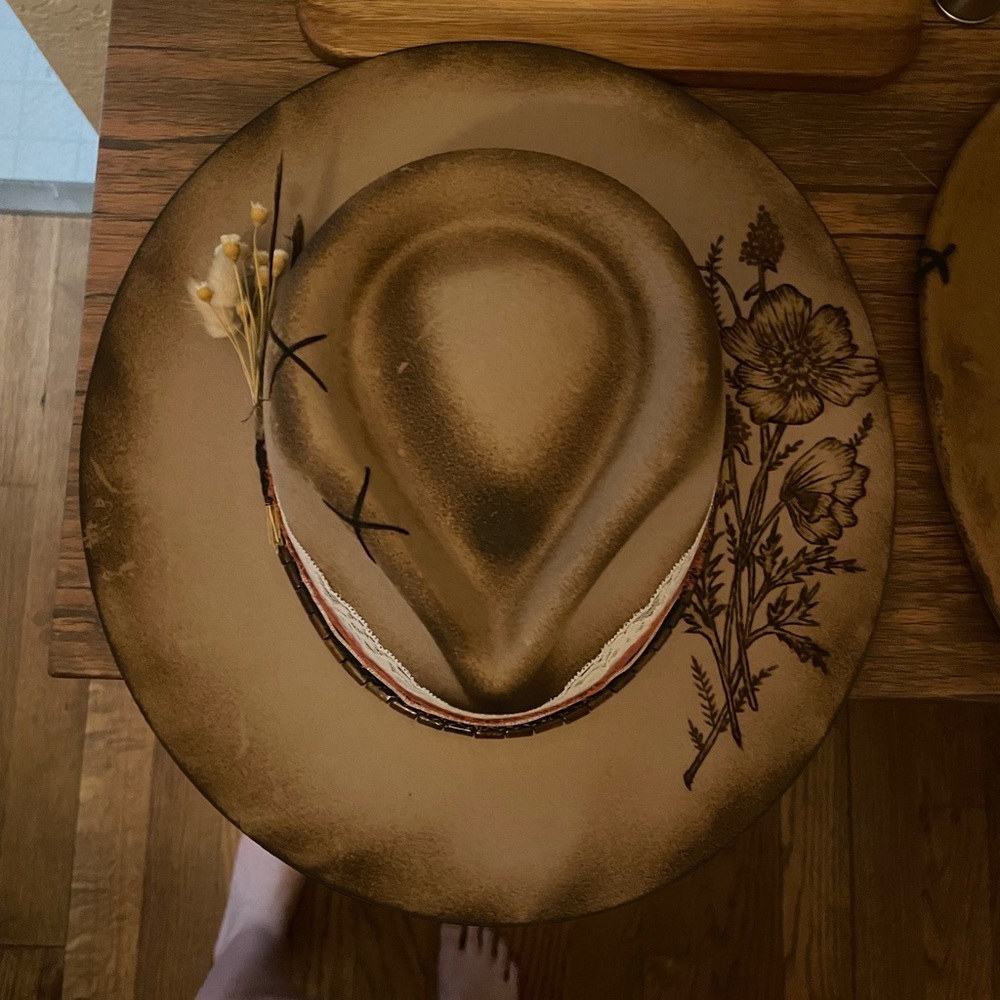 Rustic Revival Custom Brown Floral Western Hat - Picture 2 of 7